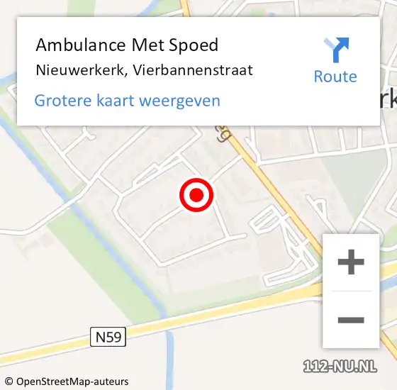 Locatie op kaart van de 112 melding: Ambulance Met Spoed Naar Nieuwerkerk, Vierbannenstraat op 13 februari 2017 12:47