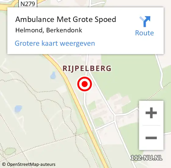Locatie op kaart van de 112 melding: Ambulance Met Grote Spoed Naar Helmond, Berkendonk op 13 februari 2017 12:49
