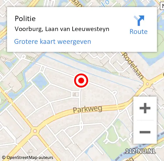 Locatie op kaart van de 112 melding: Politie Voorburg, Laan van Leeuwesteyn op 13 februari 2017 12:53