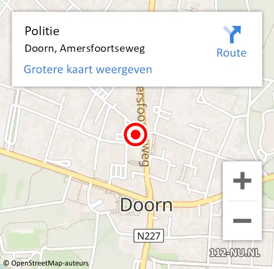 Locatie op kaart van de 112 melding: Politie Doorn, Amersfoortseweg op 13 februari 2017 13:34