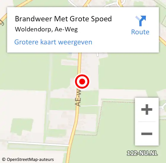 Locatie op kaart van de 112 melding: Brandweer Met Grote Spoed Naar Woldendorp, Ae-Weg op 13 februari 2017 14:13