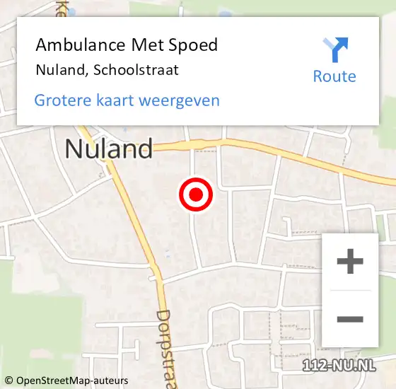 Locatie op kaart van de 112 melding: Ambulance Met Spoed Naar Nuland, Schoolstraat op 13 februari 2017 14:14