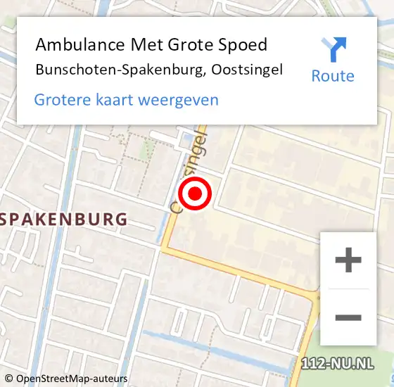 Locatie op kaart van de 112 melding: Ambulance Met Grote Spoed Naar Bunschoten-Spakenburg, Oostsingel op 13 februari 2017 14:39