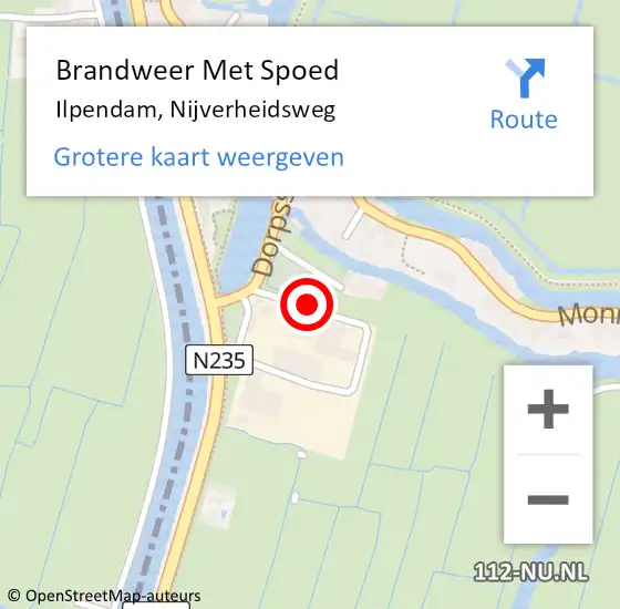 Locatie op kaart van de 112 melding: Brandweer Met Spoed Naar Ilpendam, Nijverheidsweg op 13 februari 2017 15:36