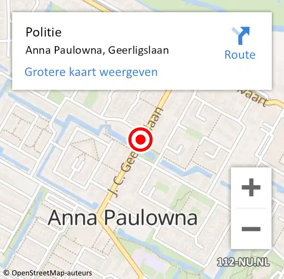 Locatie op kaart van de 112 melding: Politie Anna Paulowna, Geerligslaan op 13 februari 2017 16:16