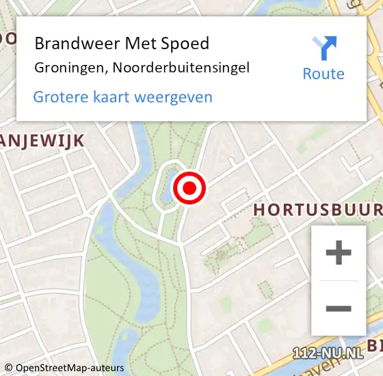 Locatie op kaart van de 112 melding: Brandweer Met Spoed Naar Groningen, Noorderbuitensingel op 13 februari 2017 17:13