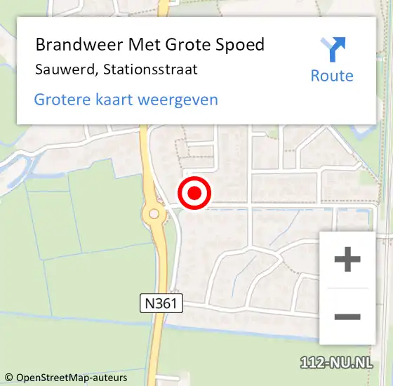 Locatie op kaart van de 112 melding: Brandweer Met Grote Spoed Naar Sauwerd, Stationsstraat op 13 februari 2017 17:20