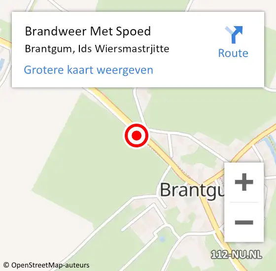 Locatie op kaart van de 112 melding: Brandweer Met Spoed Naar Brantgum, Ids Wiersmastrjitte op 13 februari 2017 17:25