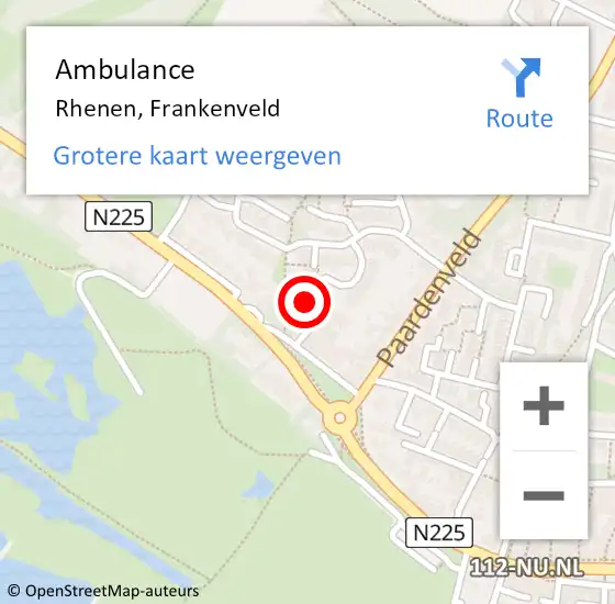 Locatie op kaart van de 112 melding: Ambulance Rhenen, Frankenveld op 13 februari 2017 17:35