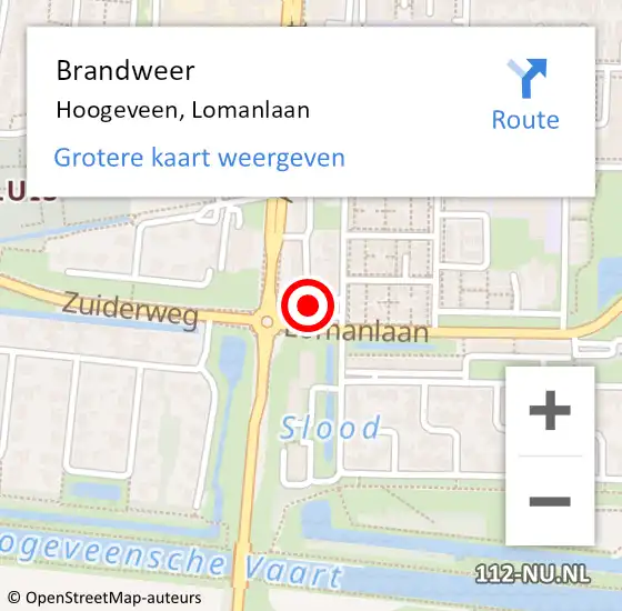 Locatie op kaart van de 112 melding: Brandweer Hoogeveen, Lomanlaan op 13 februari 2017 17:57