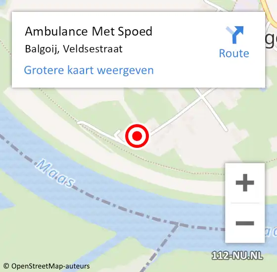 Locatie op kaart van de 112 melding: Ambulance Met Spoed Naar Balgoij, Veldsestraat op 13 februari 2017 18:12