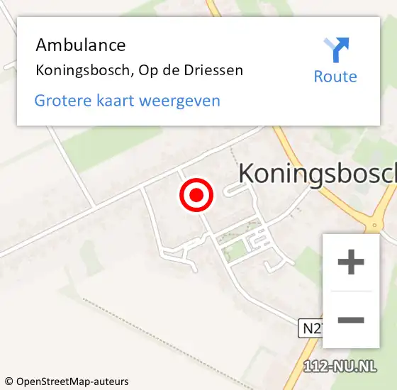 Locatie op kaart van de 112 melding: Ambulance Koningsbosch, Op de Driessen op 13 februari 2017 18:12