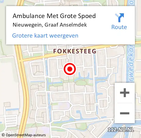 Locatie op kaart van de 112 melding: Ambulance Met Grote Spoed Naar Nieuwegein, Graaf Anselmdek op 13 februari 2017 18:45