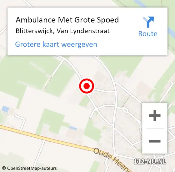 Locatie op kaart van de 112 melding: Ambulance Met Grote Spoed Naar Blitterswijck, Van Lyndenstraat op 13 februari 2017 19:08