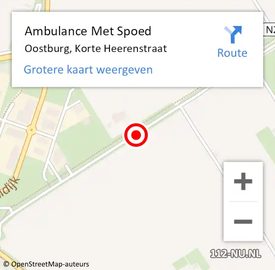 Locatie op kaart van de 112 melding: Ambulance Met Spoed Naar Oostburg, Korte Heerenstraat op 13 februari 2017 19:15