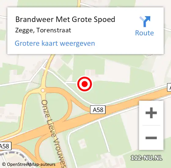 Locatie op kaart van de 112 melding: Brandweer Met Grote Spoed Naar Zegge, Torenstraat op 13 februari 2017 21:22