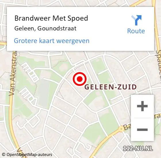 Locatie op kaart van de 112 melding: Brandweer Met Spoed Naar Geleen, Gounodstraat op 13 februari 2017 21:47