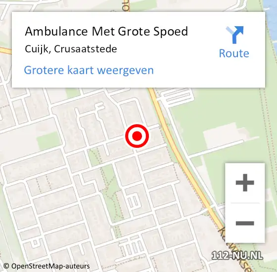 Locatie op kaart van de 112 melding: Ambulance Met Grote Spoed Naar Cuijk, Crusaatstede op 13 februari 2017 22:04
