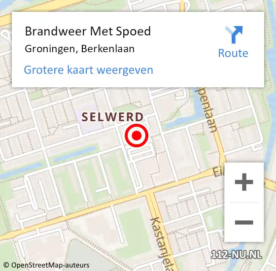 Locatie op kaart van de 112 melding: Brandweer Met Spoed Naar Groningen, Berkenlaan op 13 februari 2017 23:09