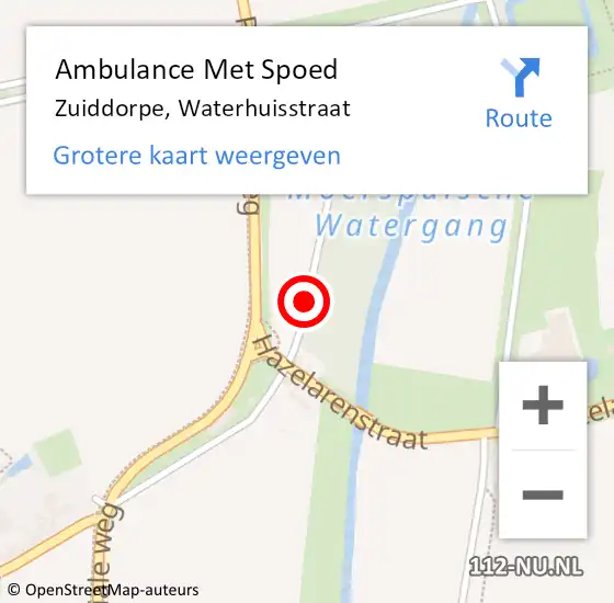 Locatie op kaart van de 112 melding: Ambulance Met Spoed Naar Zuiddorpe, Waterhuisstraat op 10 januari 2014 22:28