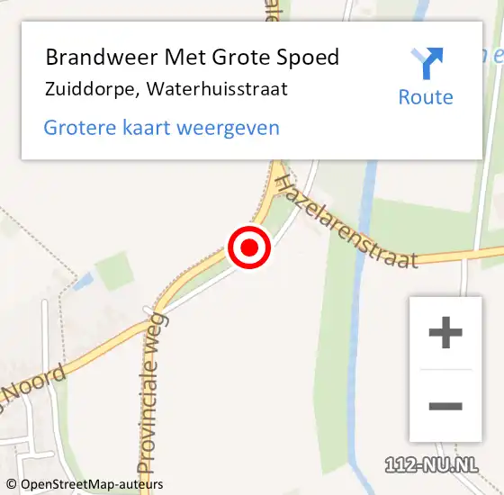 Locatie op kaart van de 112 melding: Brandweer Met Grote Spoed Naar Zuiddorpe, Waterhuisstraat op 10 januari 2014 22:30