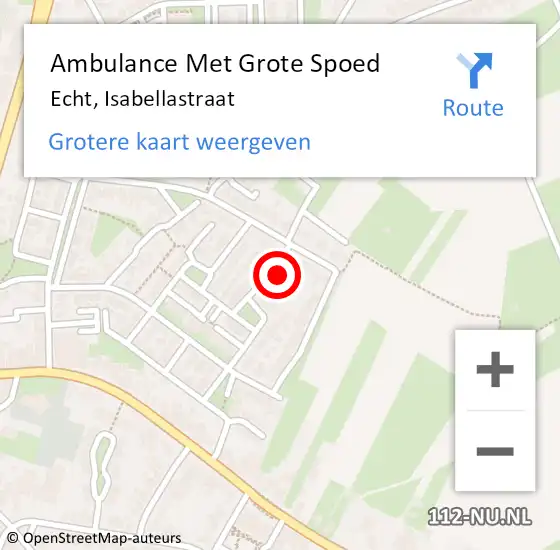 Locatie op kaart van de 112 melding: Ambulance Met Grote Spoed Naar Echt, Isabellastraat op 14 februari 2017 00:41