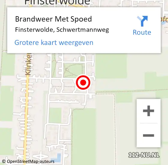Locatie op kaart van de 112 melding: Brandweer Met Spoed Naar Finsterwolde, Schwertmannweg op 14 februari 2017 01:42