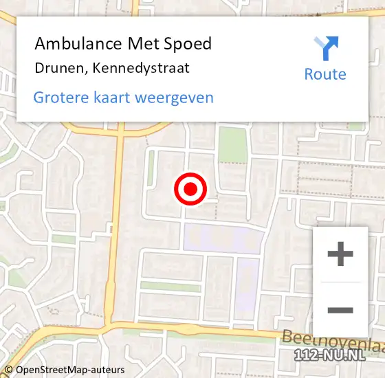 Locatie op kaart van de 112 melding: Ambulance Met Spoed Naar Drunen, Kennedystraat op 14 februari 2017 02:21