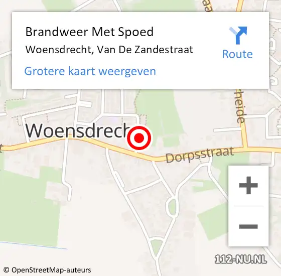 Locatie op kaart van de 112 melding: Brandweer Met Spoed Naar Woensdrecht, Van De Zandestraat op 14 februari 2017 02:54