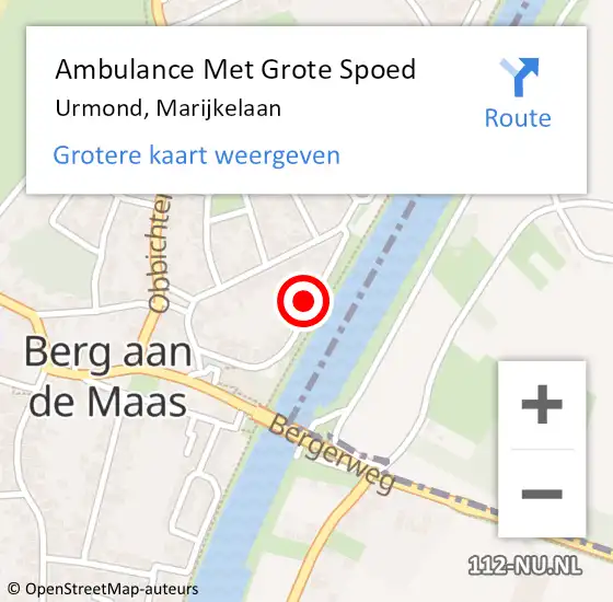 Locatie op kaart van de 112 melding: Ambulance Met Grote Spoed Naar Urmond, Marijkelaan op 14 februari 2017 05:20