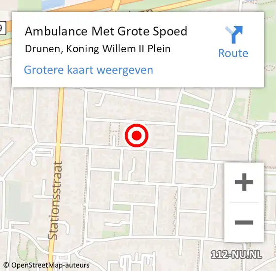 Locatie op kaart van de 112 melding: Ambulance Met Grote Spoed Naar Drunen, Koning Willem II Plein op 14 februari 2017 06:17