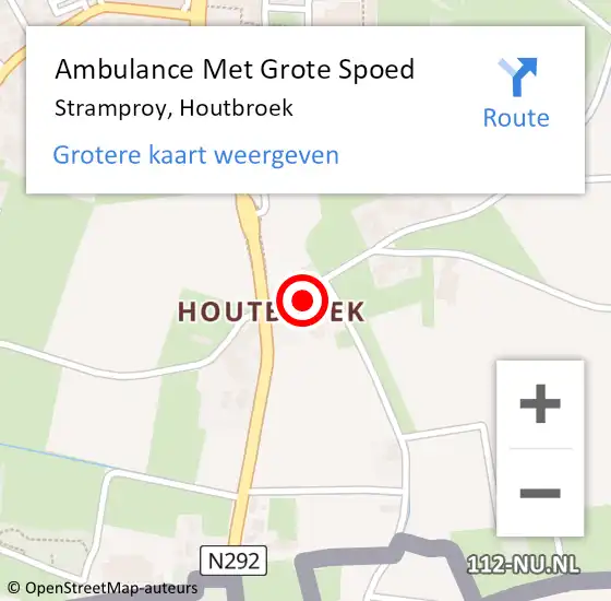 Locatie op kaart van de 112 melding: Ambulance Met Grote Spoed Naar Stramproy, Houtbroek op 19 september 2013 00:14