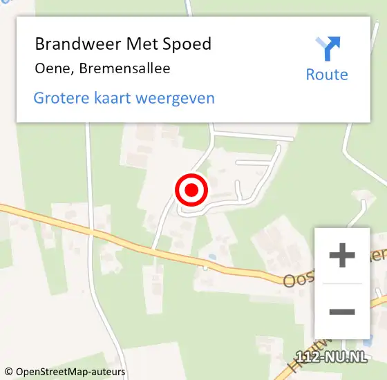 Locatie op kaart van de 112 melding: Brandweer Met Spoed Naar Oene, Bremensallee op 14 februari 2017 07:20