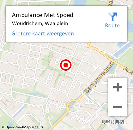 Locatie op kaart van de 112 melding: Ambulance Met Spoed Naar Woudrichem, Waalplein op 14 februari 2017 07:49