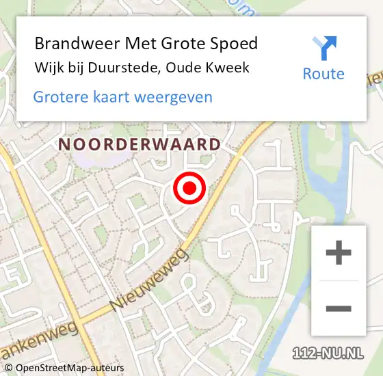 Locatie op kaart van de 112 melding: Brandweer Met Grote Spoed Naar Wijk bij Duurstede, Oude Kweek op 14 februari 2017 08:26