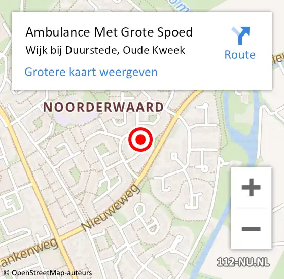 Locatie op kaart van de 112 melding: Ambulance Met Grote Spoed Naar Wijk bij Duurstede, Oude Kweek op 14 februari 2017 08:28