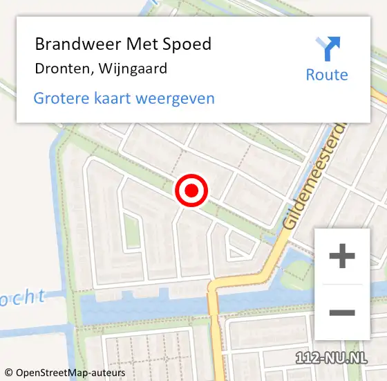 Locatie op kaart van de 112 melding: Brandweer Met Spoed Naar Dronten, Wijngaard op 14 februari 2017 09:22