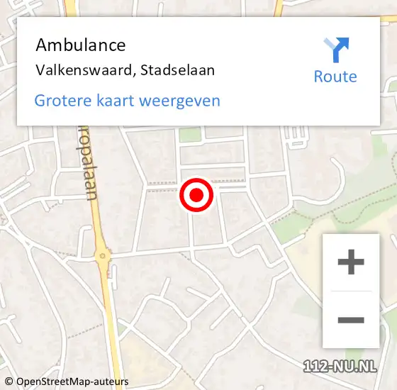 Locatie op kaart van de 112 melding: Ambulance Valkenswaard, Stadselaan op 14 februari 2017 09:28