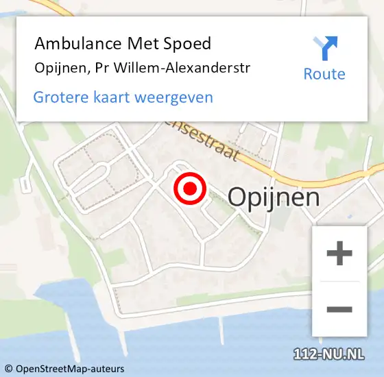 Locatie op kaart van de 112 melding: Ambulance Met Spoed Naar Opijnen, Pr Willem-Alexanderstr op 14 februari 2017 10:07