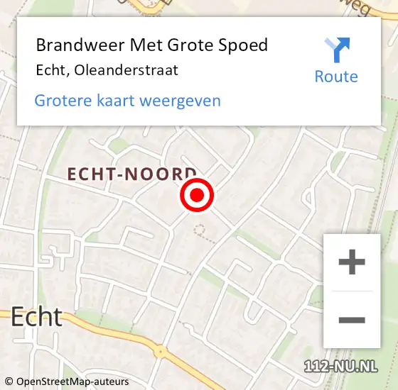 Locatie op kaart van de 112 melding: Brandweer Met Grote Spoed Naar Echt, Oleanderstraat op 14 februari 2017 10:20