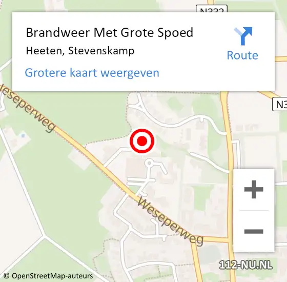 Locatie op kaart van de 112 melding: Brandweer Met Grote Spoed Naar Heeten, Stevenskamp op 14 februari 2017 10:39