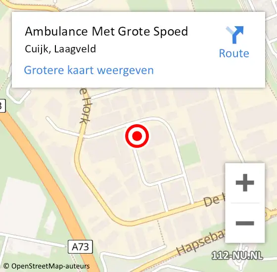 Locatie op kaart van de 112 melding: Ambulance Met Grote Spoed Naar Cuijk, Laagveld op 14 februari 2017 11:02