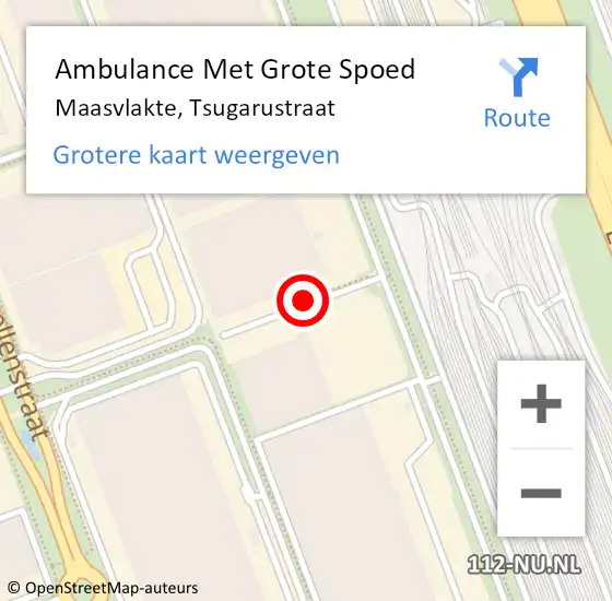 Locatie op kaart van de 112 melding: Ambulance Met Grote Spoed Naar Maasvlakte, Tsugarustraat op 14 februari 2017 11:12