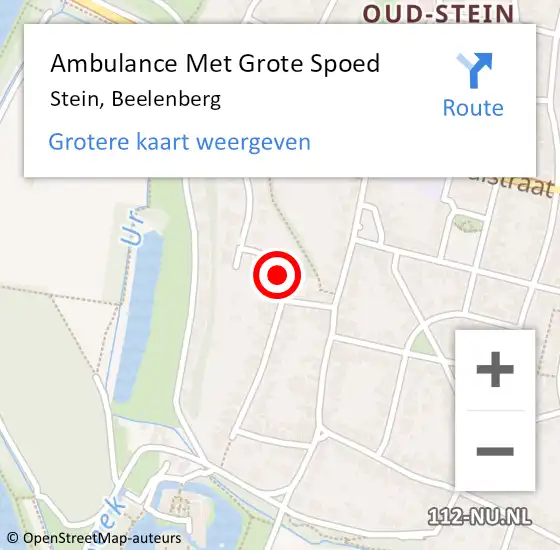 Locatie op kaart van de 112 melding: Ambulance Met Grote Spoed Naar Stein, Beelenberg op 10 januari 2014 23:39