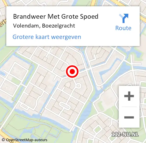 Locatie op kaart van de 112 melding: Brandweer Met Grote Spoed Naar Volendam, Boezelgracht op 14 februari 2017 12:41