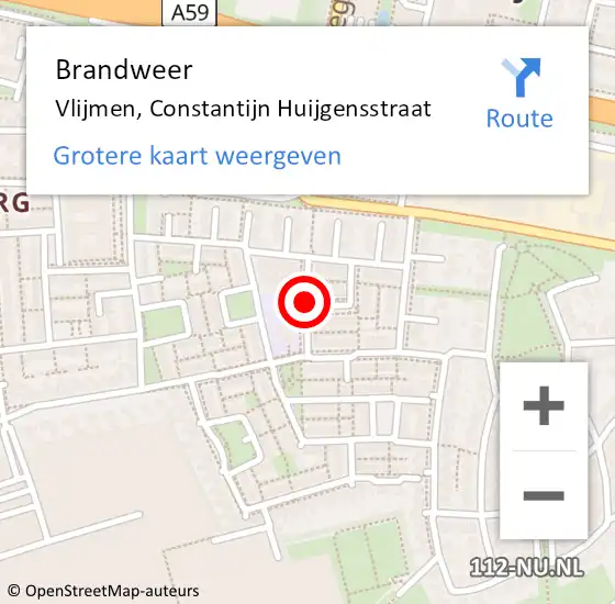 Locatie op kaart van de 112 melding: Brandweer Vlijmen, Constantijn Huijgensstraat op 14 februari 2017 12:49