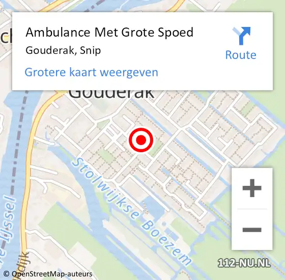 Locatie op kaart van de 112 melding: Ambulance Met Grote Spoed Naar Gouderak, Snip op 14 februari 2017 12:55