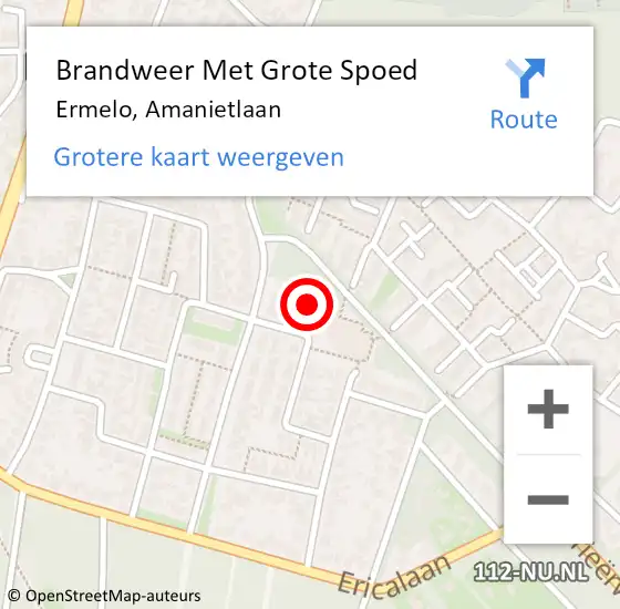 Locatie op kaart van de 112 melding: Brandweer Met Grote Spoed Naar Ermelo, Amanietlaan op 14 februari 2017 13:41