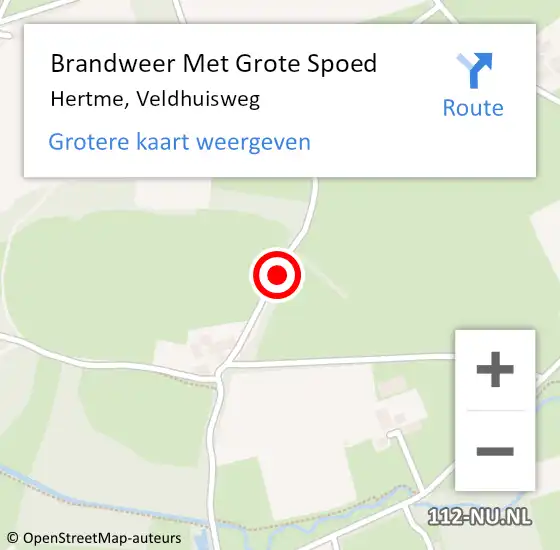 Locatie op kaart van de 112 melding: Brandweer Met Grote Spoed Naar Hertme, Veldhuisweg op 14 februari 2017 14:05