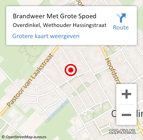 Locatie op kaart van de 112 melding: Brandweer Met Grote Spoed Naar Overdinkel, Wethouder Hassingstraat op 14 februari 2017 14:38